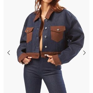 Weworewhat COLOR BLOCK INDIGO COMFORT STRETCH DENIM JACKET